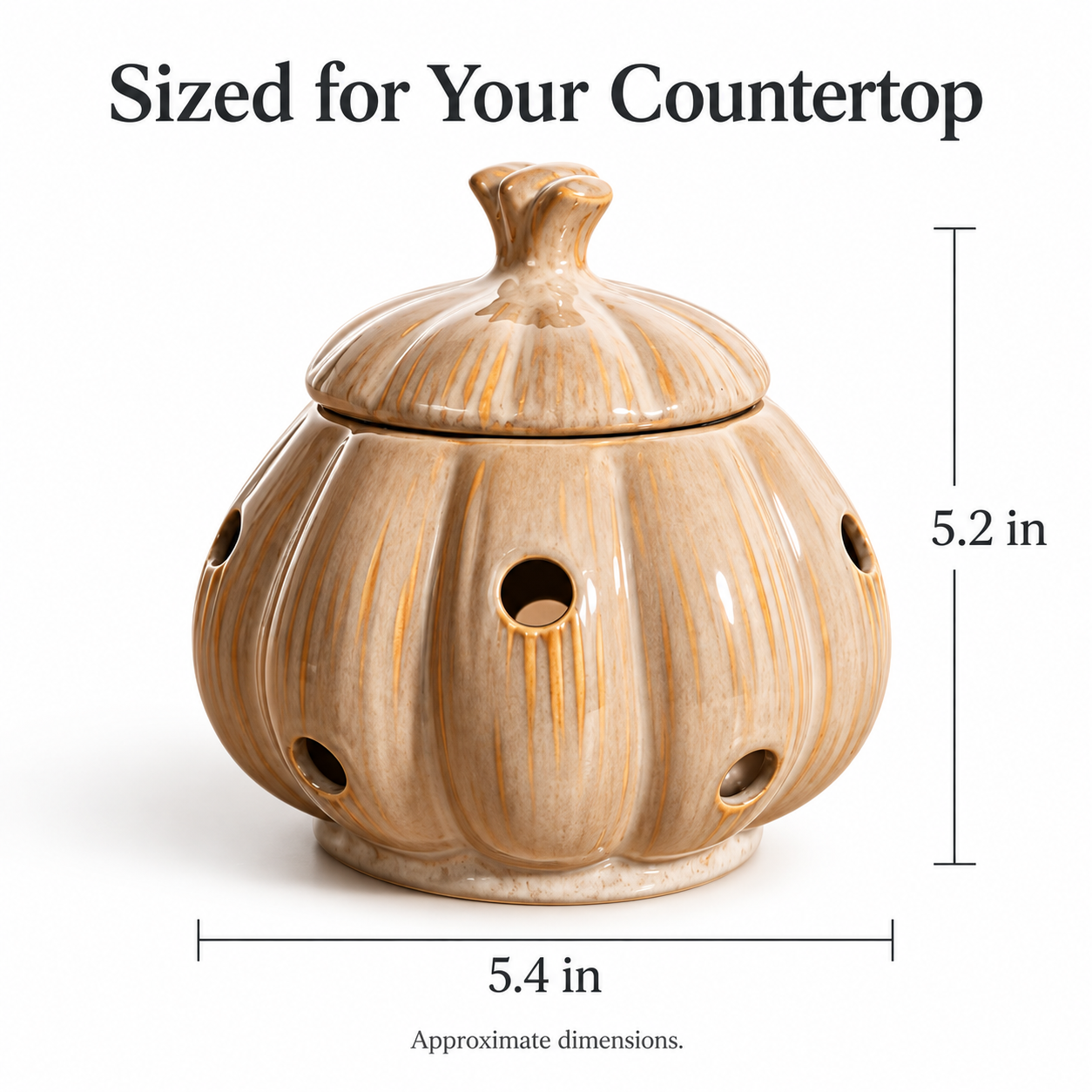 Garlic-Shaped Ceramic Garlic Keeper with Lid